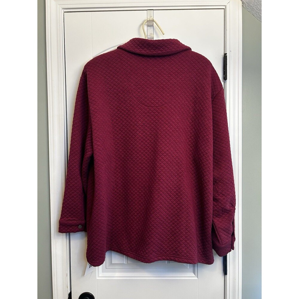 Muk Luks Womens 1X Burgundy Quilted Snap Front Shacket Jacket NWT Plus Size Cozy - Picture 6 of 16